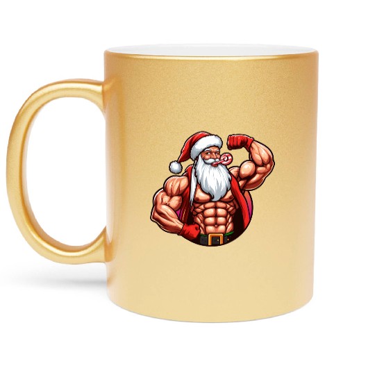 Muscular Santa Fit for the holidays Metallic Mugs