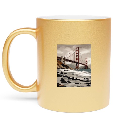 Golden Gate Bridge California Metallic Mugs, Golden Gate