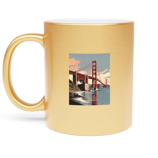 Golden Gate Bridge California Metallic Mugs, Golden Gate