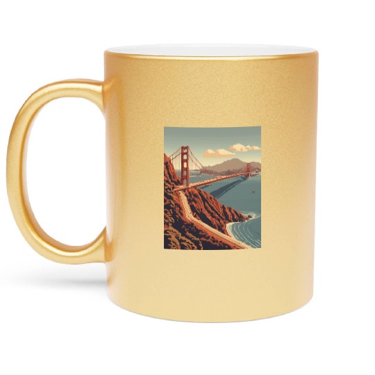 Golden Gate Bridge California Metallic Mugs, Golden Gate