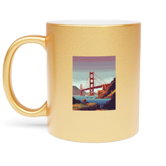 Golden Gate Bridge California Metallic Mugs, Golden Gate