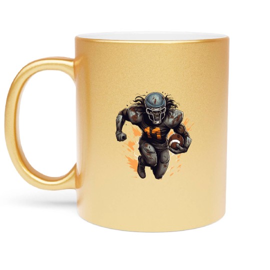 American Football Player Monster Halloween costume Metallic Mugs