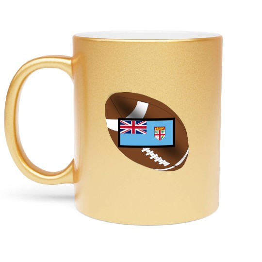 Fiji Flag Football Fusion Design Metallic Mugs