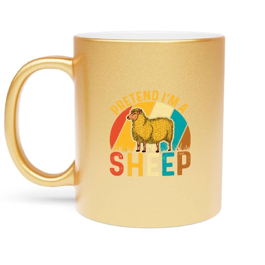 Sheep Lover Funny Pretend I'm a Sheep Retro Lamb Metallic Mugs