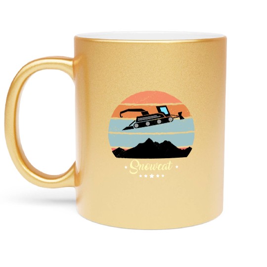 Snowcat Vintage Snow Vehicles Retro Sunset Metallic Mugs