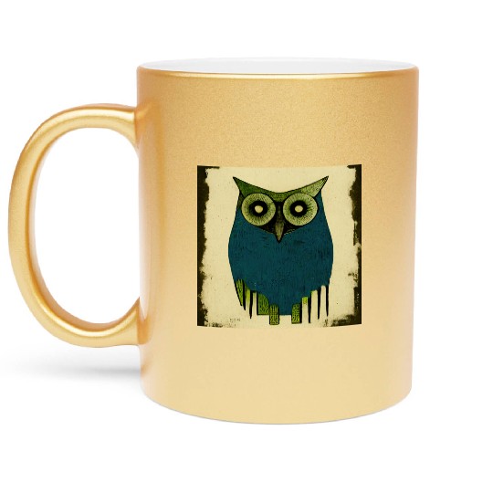 Mod Owl: Woodcut Owl Metallic Mugs