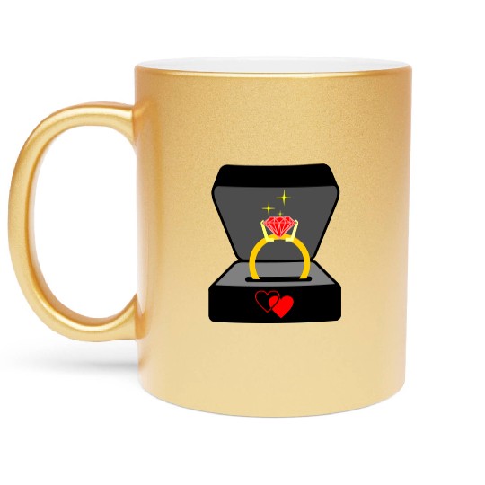 Wedding ring in box Jeweler logo Metallic Mugs