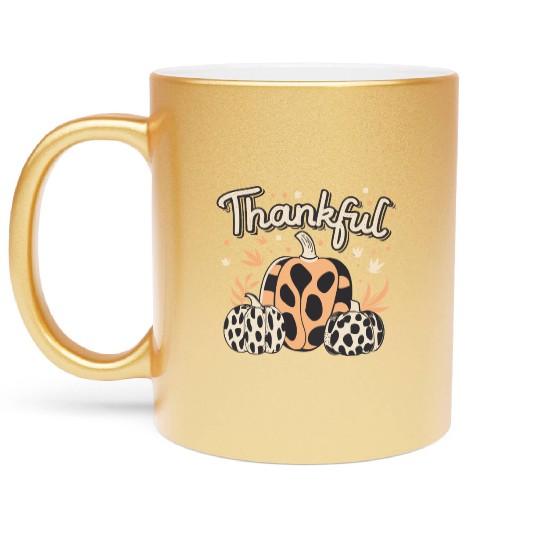 Thankful Thanksgiving Fall Vibes Metallic Mugs