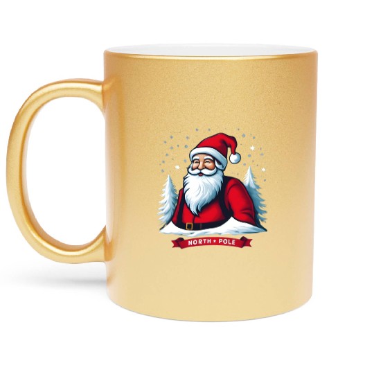 North Pole santa merry christmas Metallic Mugs