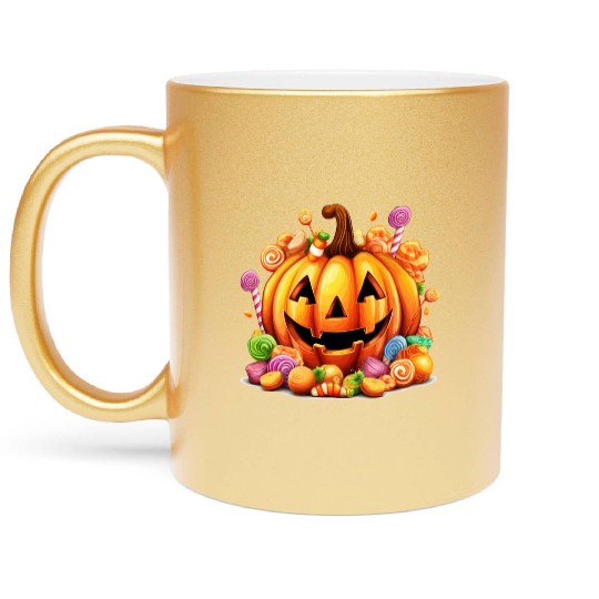 Fun Halloween Sweet Pumpkin Sugar Magic Metallic Mugs