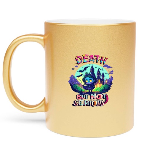 Death But Not Serious Funny Cute Halloween Zombie Metallic Mugs