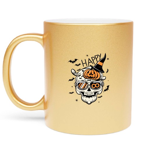 Skull Candy Punppkin Halloween Metallic Mugs