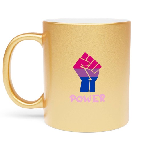 Power Bisexual Pride Fist Design for Equality Metallic Mugs