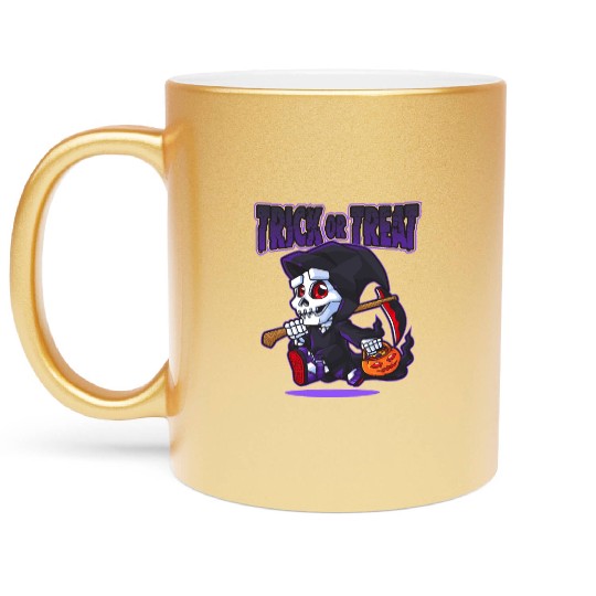 Halloween Trick or Treat Grim Reaper Metallic Mugs