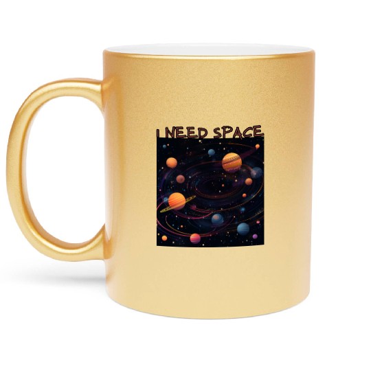 i need space, planets constellation Metallic Mugs