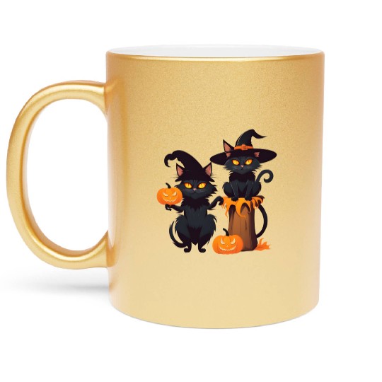 Cat Halloween Metallic Mugs