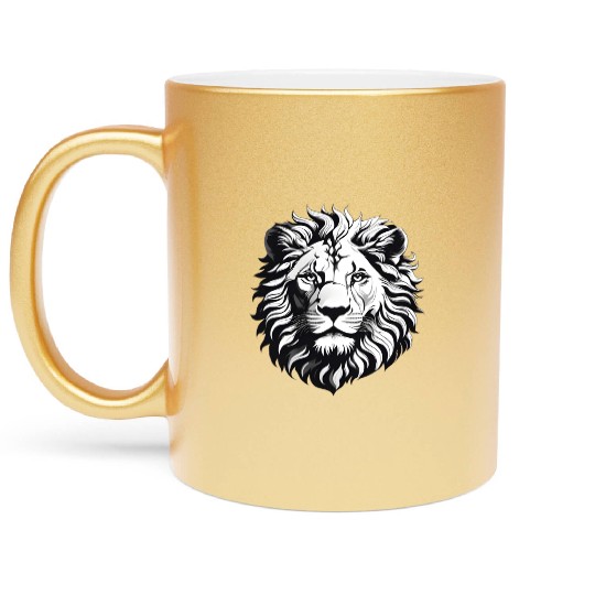 Black and white Lion Metallic Mugs