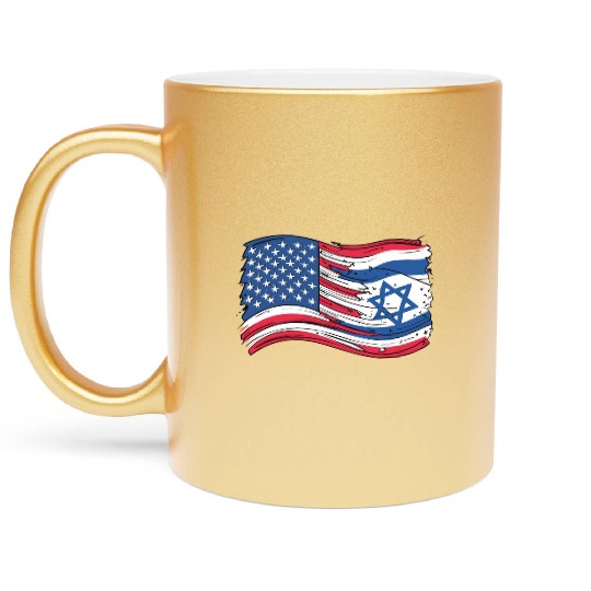 USA Israel flag! We stand with Israel! Metallic Mugs