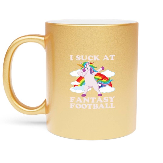 I suck at fantasy football dabbing unicorn funny Metallic Mugs