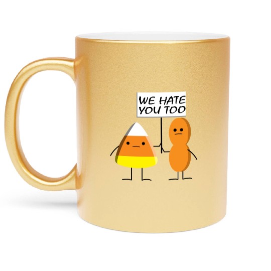 Candy Corn and Circus Peanut, Cute and Sassy Candy Metallic Mugs