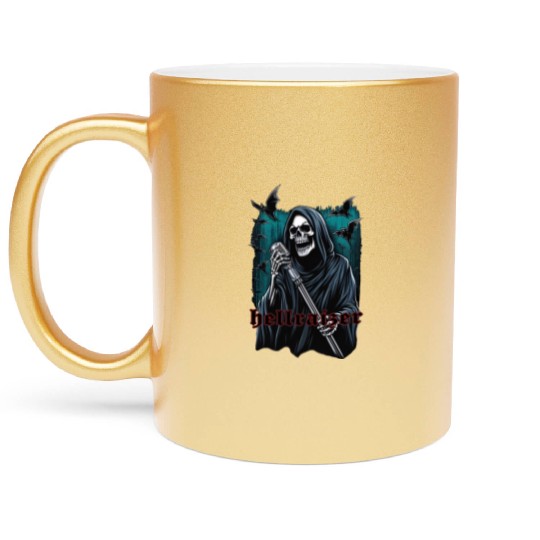 HellRaizer Reaper with Microphone and Bats Green Metallic Mugs