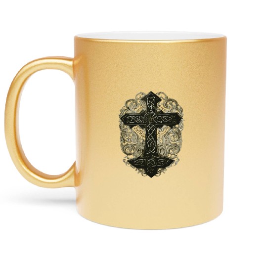 tree celtic cross Metallic Mugs