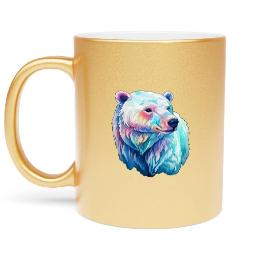 Polar Bear Roar in Winter Wonderland Watercolor Metallic Mugs