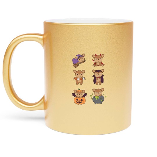 Deer Halloween Devil Pumpkin Vampire Costume Metallic Mugs