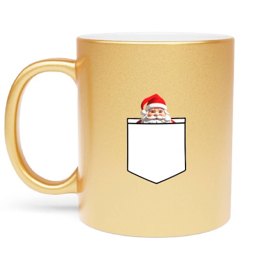 Fake Pocket snata claus Metallic Mugs