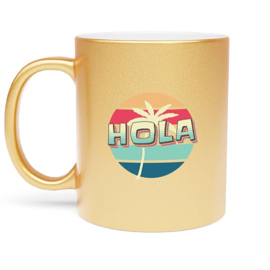 Hola - Palm Tree Vibes Only Metallic Mugs