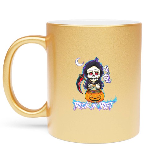 Trick or Treat Grim Reaper Metallic Mugs