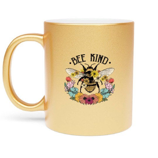 Bee Kind Wild Flower Metallic Mugs
