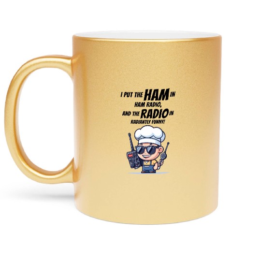 Radiantly Funny Amateur Ham Radio Operator Chef Metallic Mugs