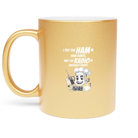 Radiantly Funny Amateur Ham Radio Operator Chef Metallic Mugs