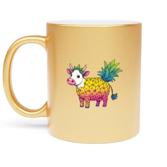 Cow in pineapple costume - Fruity joy Metallic Mugs