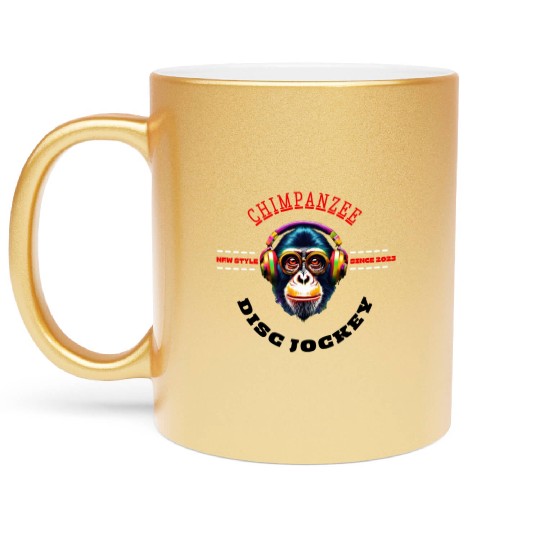 Monkey DJ Music, Chimpanzee DJ Music - Funny And C Metallic Mugs