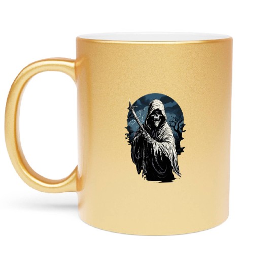Spooky Halloween Grim Reaper Metallic Mugs
