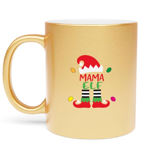 Merry Christmas mama elf Metallic Mugs