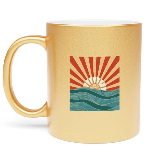 Sun Retro Out Run Sea Metallic Mugs