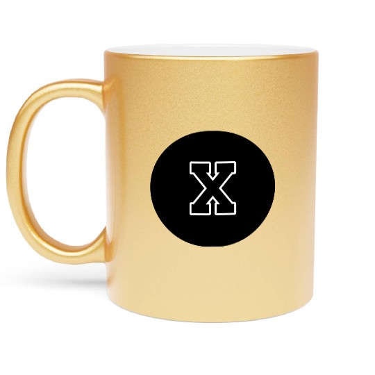 Greek Number 10 - X / Black and White Ten Metallic Mugs