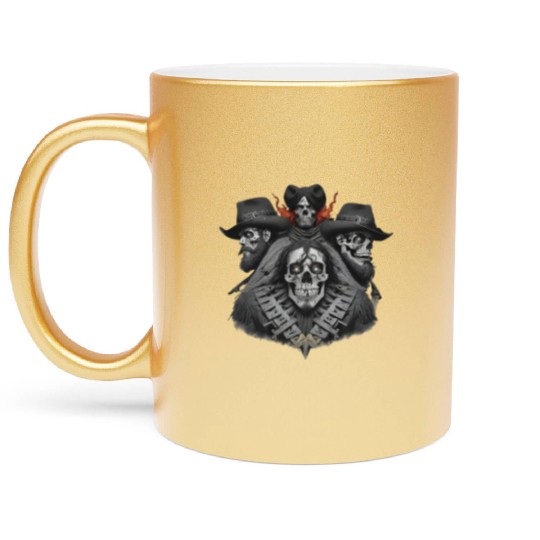 Cowboy Skull Metallic Mugs Design - Wild West Rodeo Grap