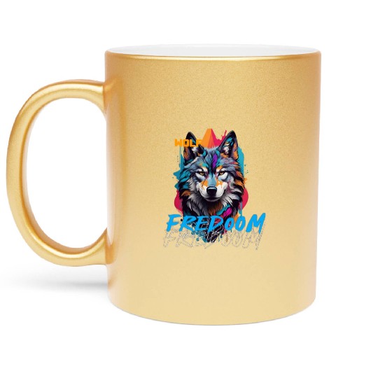Incredible wolf face street Metallic Mugs