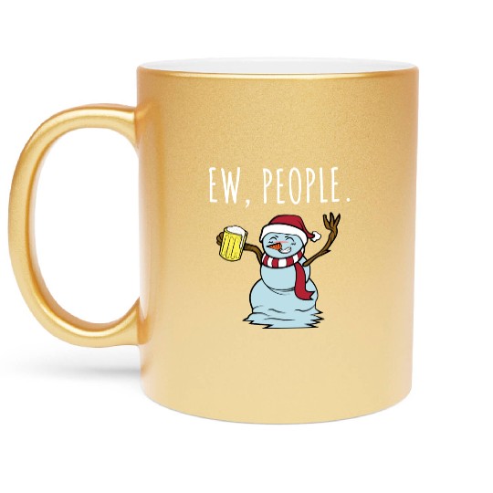 Merry Christmas Ew People Drunk Beer Snowman Metallic Mugs