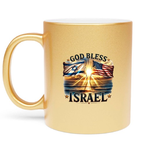 United for Israel God Bless Israel - Promised Land Metallic Mugs