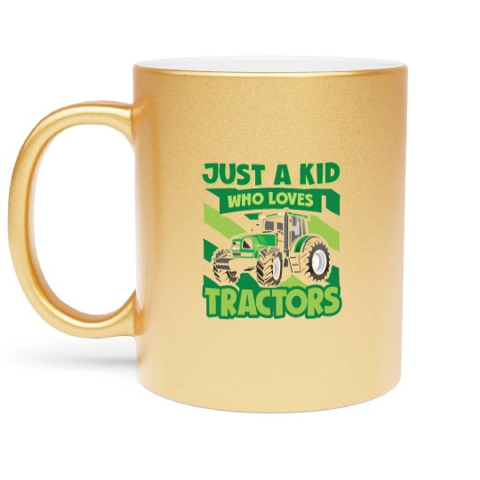 Tractor Lovers Just a Kid Who Loves Tractors Metallic Mugs