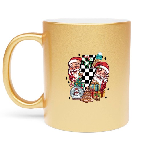 Retro Christmas, Santa, Groovy, Disco Ball, Frosty Metallic Mugs