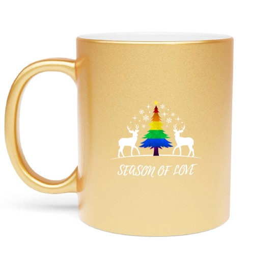 Gay Christmas Tree Gay Couple Season Of Love Metallic Mugs