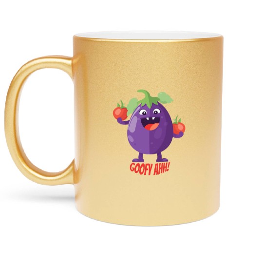 Eggplant Tomato Party Goofy Ahh Metallic Mugs