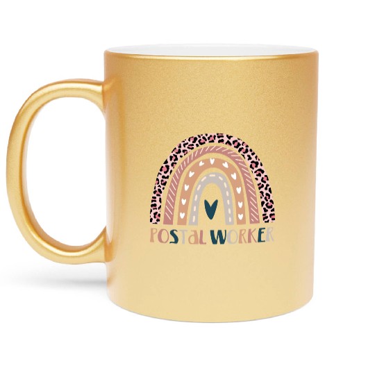Postal worker rainbow Metallic Mugs