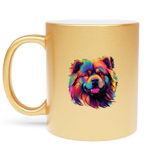 Watercolor Colorful Chow Chow Metallic Mugs